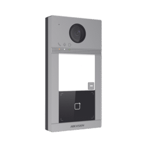 Videoportero IP 2 Megapixel / Llamada y Apertura Remota desde App Hik-Connect / PoE / Exterior IP65 + Antivandalico IK08 / 1 Departamento / Apertura con Tarjeta / Soporta 2 Puertas y hasta 6 Monitores