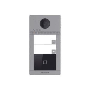 videoportero ip (ip65 + ik08) con llamada y apertura desde app hik-connect / soporta 2 departamentos / poe estandar / interfaz web para configuración / 2 puertas