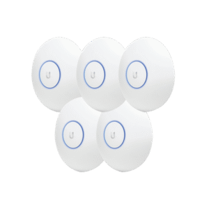 paquete de 5 access point unifi de largo alcance, doble banda 802.11ac mimo2x2 para interior, poe 802.3af, soporta 250 clientes, hasta 867 mbps, los equipos no incluyen poe se sugiere comprar aparte el modelo poe-24-12w-g