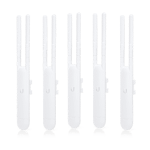 paquete de 5 access point unifi doble banda para exterior, antenas desmontables 360° , 802.11ac mimo 2x2, hasta 100 usuarios por equipo. 802.3af, sin poe´s