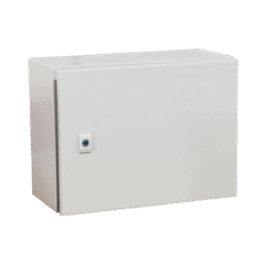 gabinete de acero ip66 uso en intemperie (500 x 300 x 300 mm) con placa trasera interior metálica y compuerta inferior atornillable (incluye chapa y llave t).